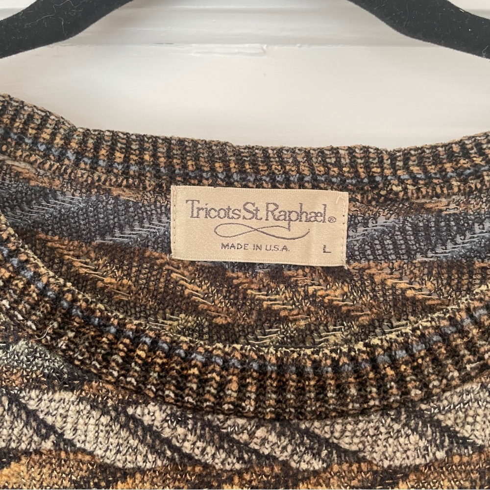 Green Herringbone Patterned Sweater - image 3